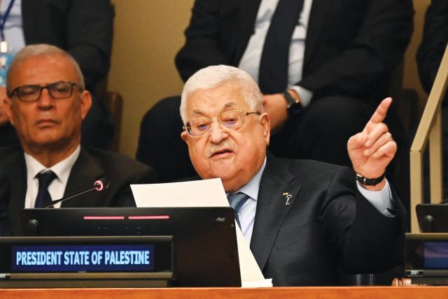  PALESTINIAN AUTHORITY President Mahmoud Abbas commemorates the 75th anniversary of the Nakba at the United Nations headquarters in New York, last week.  (photo credit: Ed Jones/AFP)
