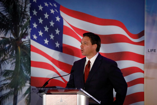  Florida Governor Ron DeSantis speaks during the Florida Family Policy Council Annual Dinner Gala, in Orlando, Florida, U.S., May 20, 2023. (credit: REUTERS/MARCO BELLO)