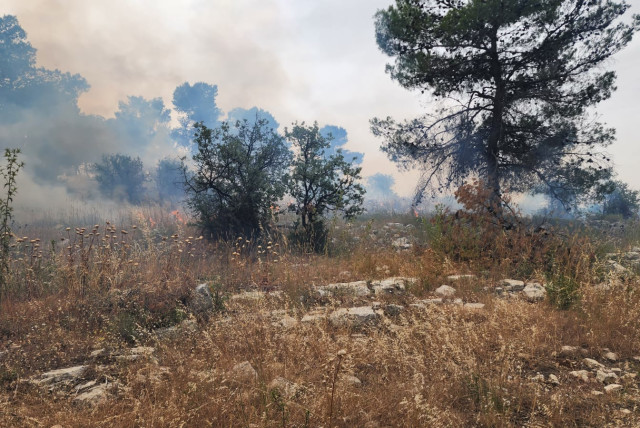  A fire near Kibbutz Kfar Etzion, May 27, 2023. (photo credit: FIRE AND RESCUE SERVICE)