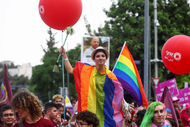  People take part in an annual Pride parade in Jerusalem, June 1, 2023 (credit: REUTERS/Ronen Zvulun)