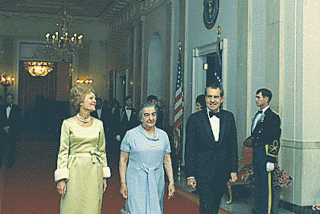  THEN-US president Richard Nixon and first lady Pat Nixon host then-prime minister Golda Meir at the White House in 1969 (photo credit: Richard Nixon Presidential Library and Museum/National Archives/White House Historical Association/F)