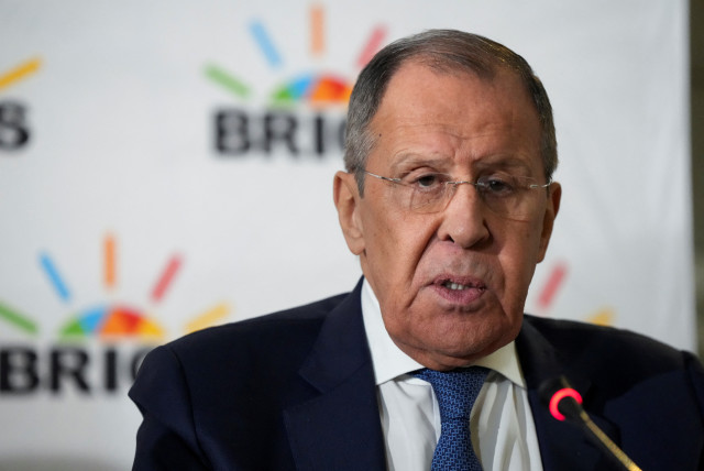  Russia's Foreign Minister Sergei Lavrov attends a press conference as BRICS foreign ministers meet in Cape Town, South Africa, June 1, 2023. (credit: Nic Bothma/Reuters)