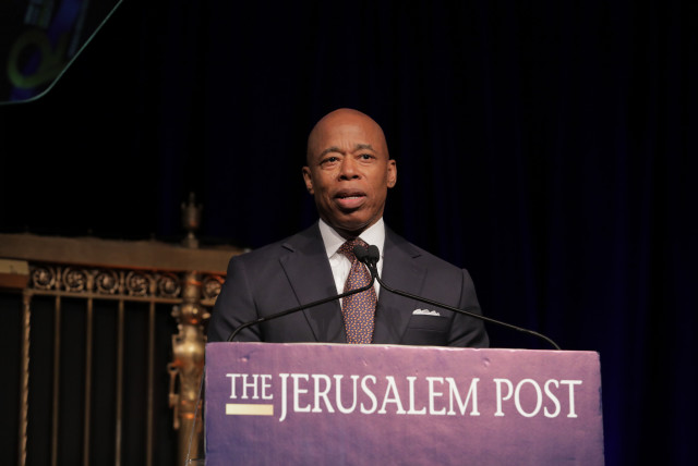  New York City Mayor Eric Adams at the Jerusalem Post 2023 Annual Conference in New York, June 5, 2023 (photo credit: OHAD KAB/THE JERUSALEM POST)