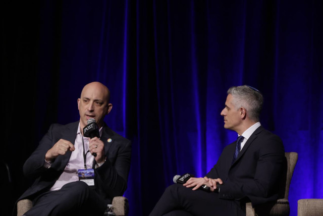  Jonathan Greenblatt, CEO of the Anti-Defamation League is seen speaking at the Jerusalem Post 2023 Annual Conference in New York, June 5, 2023 (credit: MARC ISRAEL SELLEM/THE JERUSALEM POST)