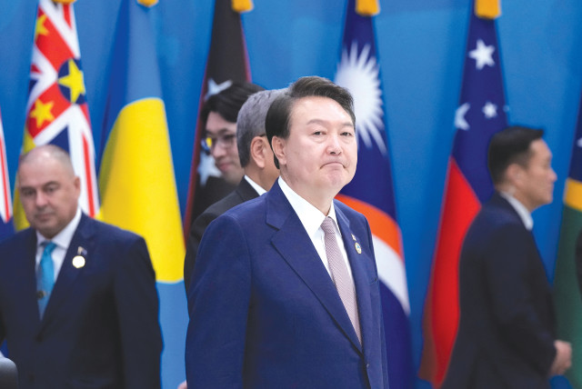  SOUTH KOREAN President Yoon Suk Yeol attends the Korea-Pacific Islands Summit in Seoul, last week. (credit: Ahn Young-joon/Reuters)
