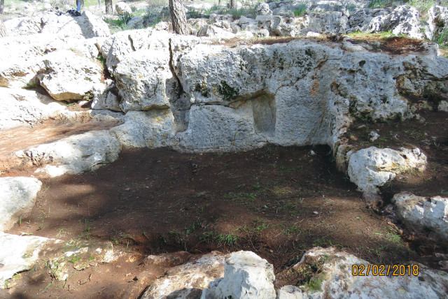  EXAMPLE OF an ancient wine press discovered at Nahal Shmuel.  (credit: Nahal Shmuel Expedition)