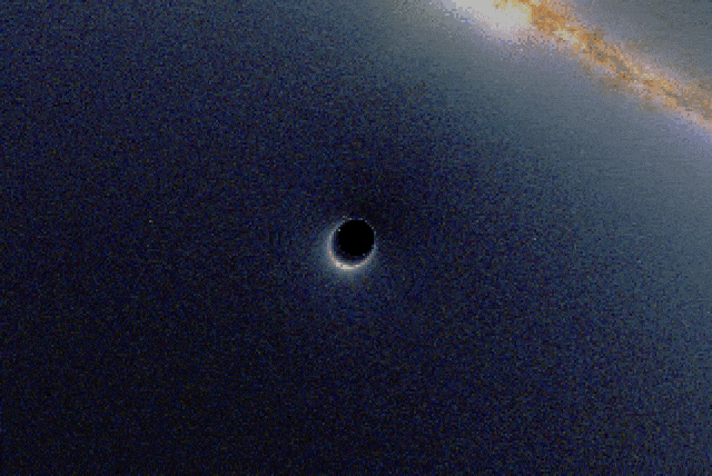  A black hole is seen being impacted by gravitational lensing in terms of how it is seen from observers on Earth. (credit: Wikimedia Commons)