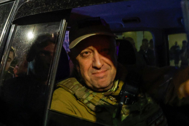  Wagner mercenary chief Yevgeny Prigozhin leaves the headquarters of the Southern Military District amid the group's pullout from the city of Rostov-on-Don, Russia, June 24, 2023 (credit: REUTERS)