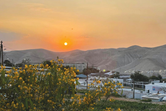  THE SUN sets over Mitzpe Yericho, as seen from the center of the community. (credit: Uri Pilichowski)