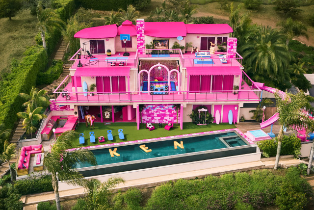  Barbie's iconic Malibu Dreamhouse, which is making a return in real life with a three-storey lookalike mansion that mirrors the set of Warner Bros' upcoming ''Barbie'' movie made available for booking again via vacation rental firm Airbnb, is seen in this undated handout image. (credit: Airbnb/Handout via REUTERS)