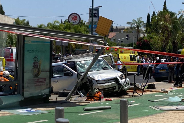  Scene of the violent incident in Tel Aviv on July 4, 2023. (credit: AVSHALOM SASSONI/MAARIV)
