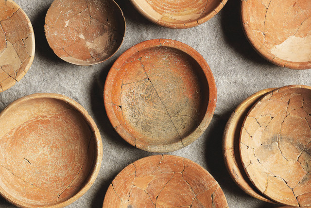  CERAMIC DISHES used for a feast, discovered in Ramat Rahel.  (credit: ISRAEL MUSEUM)