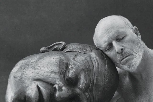  A GEORGE FLOYD bust next to the head of artist Dan Reisner.  (credit: Ron Kedmy)