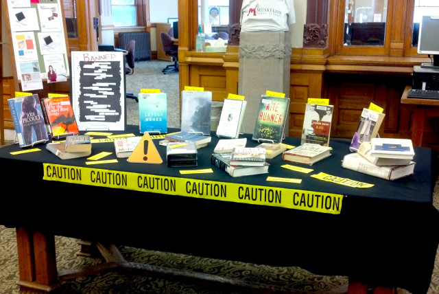  A banned books display (credit: WIKIPEDIA)