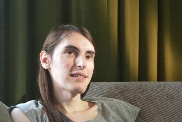Elle Solomina, 36, a Russian transgender woman from Saratov, attends an interview in Tbilisi, Georgia June 21, 2023 (credit: REUTERS/David Chkhikvishvili )