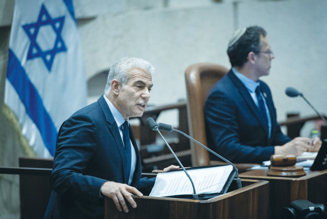  OPPOSITION LEADER Yair Lapid addresses the Knesset plenum, last week. The opposition should signal now that it is not out for total victory over the coalition, says the writer. (credit: YONATAN SINDEL/FLASH90)