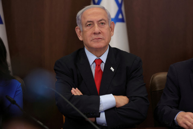  Prime Minister Benjamin Netanyahu attends the weekly cabinet meeting in the prime minister's office in Jerusalem, 30 July 2023. (photo credit: Abir Sultan/Pool via REUTERS)