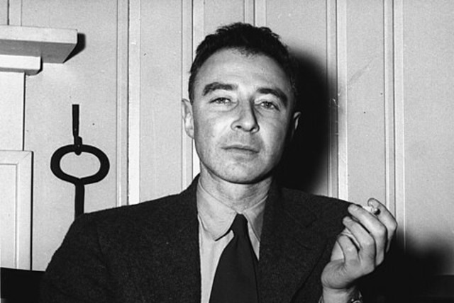  J. Robert Oppenheimer at the Guest Lodge, Oak Ridge, in 1946.  (credit: Ed Westcott /Wikimedia Commons)
