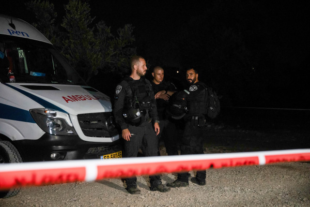  Police at the scene where four men were shot dead in the Arab Town of Abu Snan, northern Israel, August 22, 2023.  (credit: SHIR TOREM/FLASH90)