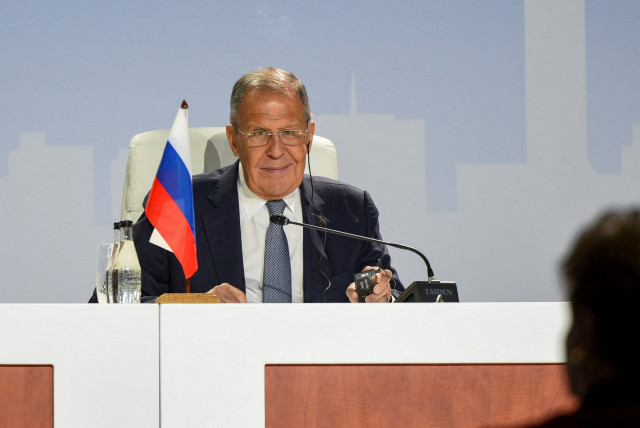  Russia's Foreign Minister Sergei Lavrov attends a press conference as the BRICS Summit is held in Johannesburg, South Africa August 24, 2023.  (credit: Alet Pretorius/Reuters)