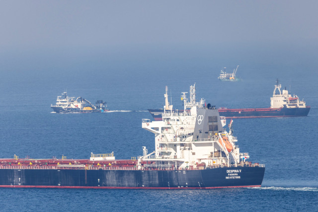  Cargo ship Despina V, carrying Ukrainian grain, is seen in the Black Sea off Kilyos near Istanbul, Turkey November 2, 2022. (credit: REUTERS/UMIT BEKTAS)