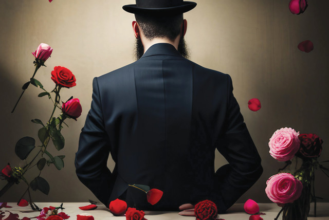  An artistic illustration generated by artificial intelligence of a rabbi surrounded by roses, symbolizing heartbreak and deception. (credit: The Jerusalem Post)