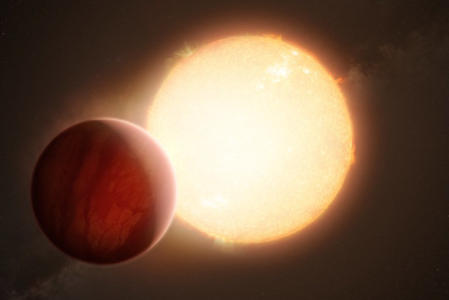  Artist’s impression of an ultra-hot Jupiter transiting its star. (credit: FLICKR)