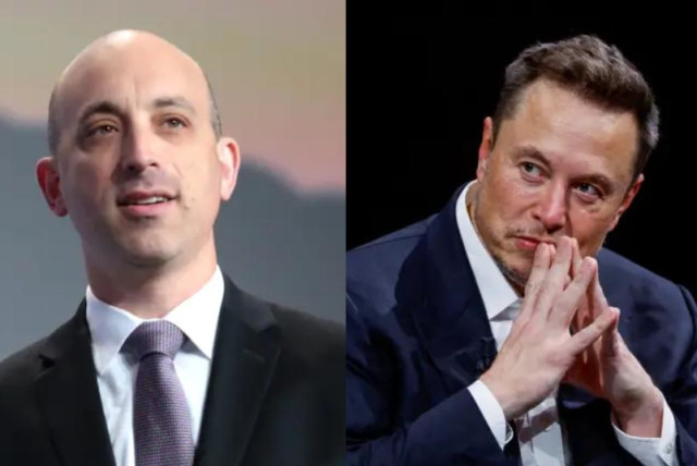  ADL CEO Jonathan Greenblatt (left) and X CEO Elon Musk (right). (credit: GAGE SKIDMORE, GONZALO FUENTES / REUTERS)
