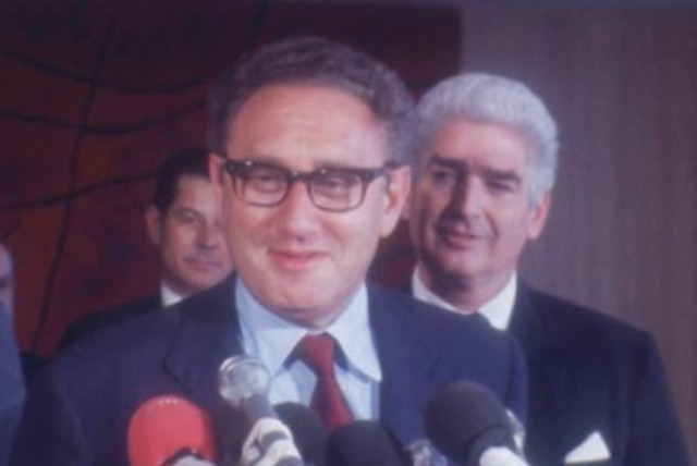  THEN-US NATIONAL security adviser Henry Kissinger speaks at the Paris Peace Accords on Vietnam, near Paris, 1973. (credit: REUTERS TV via REUTERS)
