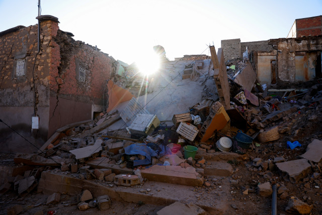  A view shows damaged buildings and debris, in the aftermath of a deadly earthquake in Moulay Brahim, Morocco, September 10, 2023. (credit: REUTERS/HANNAH MCKAY)