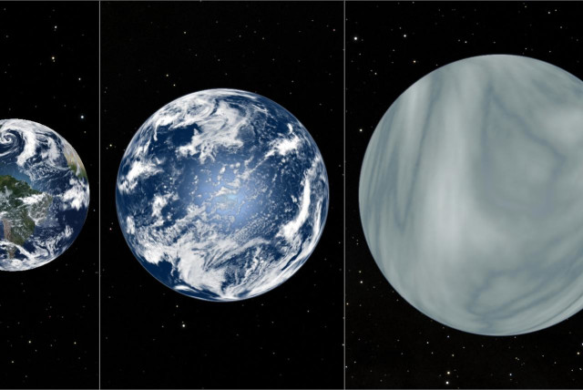 Terrestrial planet, ocean planet, and hycean planet. (credit: Wikimedia Commons)