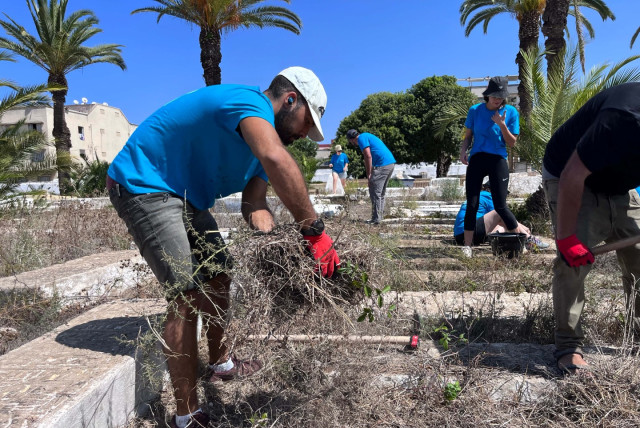  Volunteers work to restore Sale Morocco's Jewish cemetery. (credit: Eyalim)