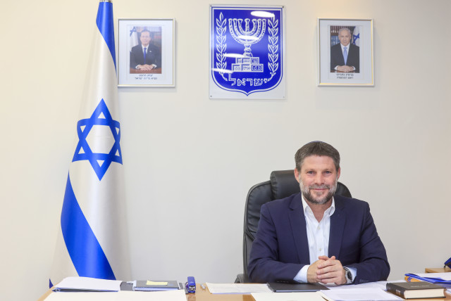  Bezalel Smotrich, Finance Minister and Religious Zionism Party head in his office, 2023. (credit: MARC ISRAEL SELLEM)