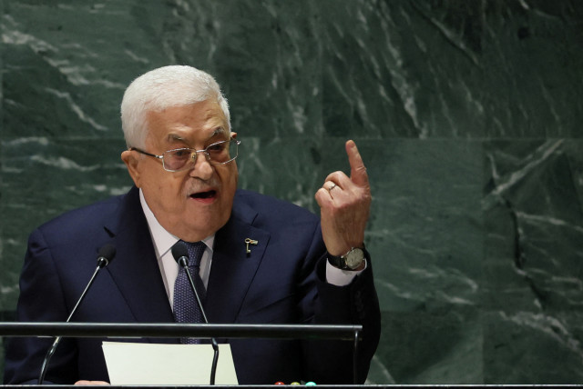  Palestine’s President Mahmoud Abbas addresses the 78th Session of the UN General Assembly in New York City, US, September 21, 2023. (credit: REUTERS/BRENDAN MCDERMID)