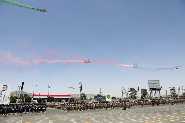  A view of ballistic missiles during a military parade held by the Houthis to mark the anniversary of their takeover in Sanaa, Yemen September 21, 2023 (credit: REUTERS/KHALED ABDULLAH)