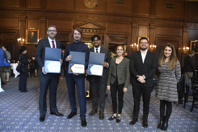   Winners, honorees of the 2023 Kluz Price for PeaceTech present their awards. New York, September 20, 2023. (photo credit: Commit Global)