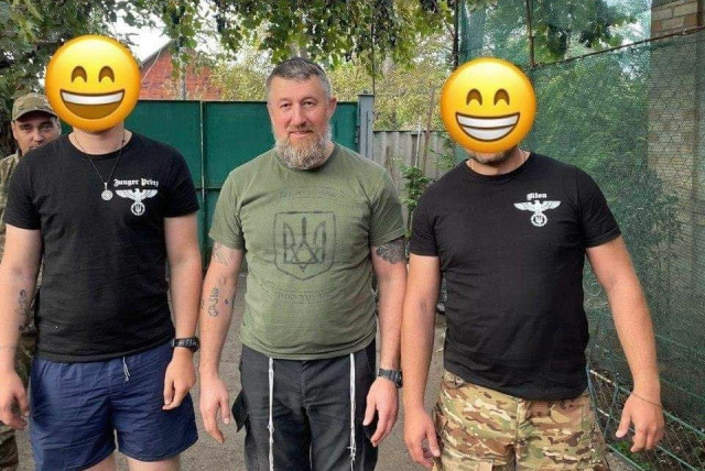  A Jewish community of Ukraine representative is seen taking a photo that went viral (credit: SCREENSHOT VIA TELEGRAM/FEDEARTION OF JEWISH COMMUNITIES IN UKRAINE )