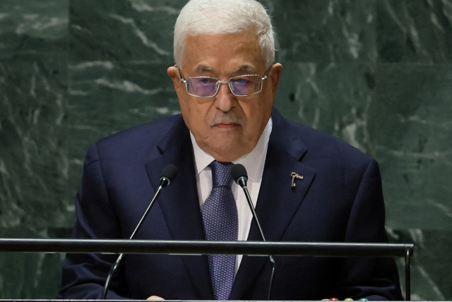 Mahmoud Abbas addresses the 78th Session of the U.N. General Assembly in New York City, U.S., September 21, 2023. (credit: REUTERS/BRENDAN MCDERMID)