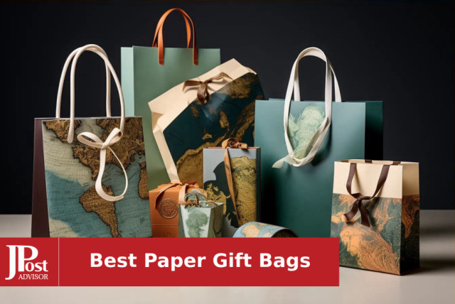 [50 Bags] 10 x 5 x 13 White Kraft Paper Gift Bags Bulk with Handles. Ideal for Shopping, Packaging, Retail, Party, Craft, Gifts, Wedding, Recycled