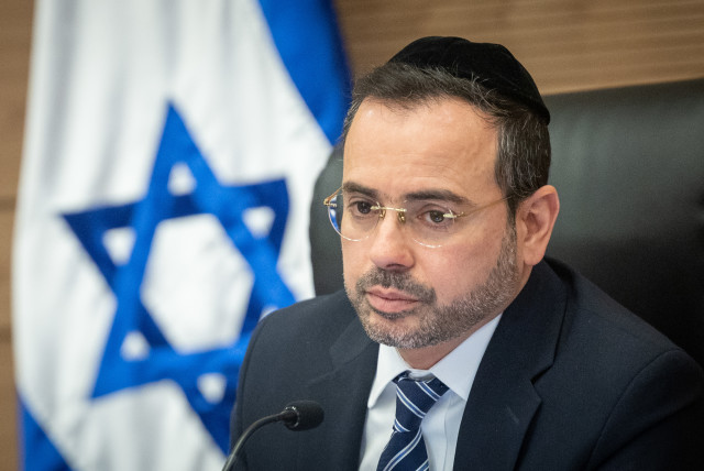  Shas MK Uriel Busso leads a committee meeting at the Knesset, the Israeli Parliament in Jerusalem, on February 20, 2023 (credit: YONATAN SINDEL/FLASH90)