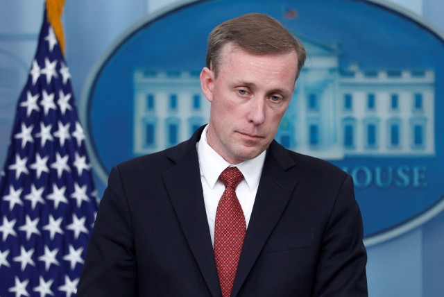  White House National Security Advisor Jake Sullivan takes questions during the daily press briefing at the White House in Washington, U.S. October 10, 2023. (credit: REUTERS/JONATHAN ERNST)