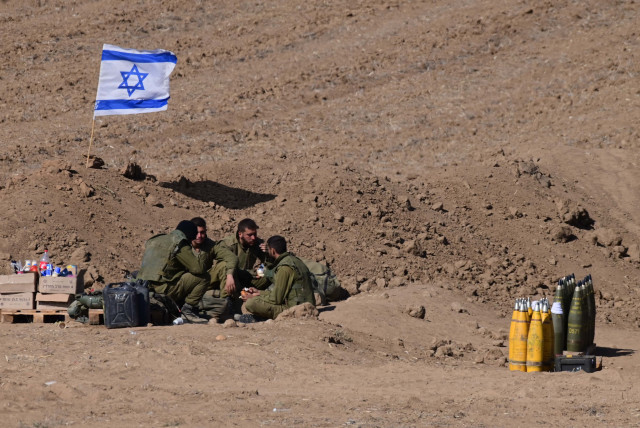 IDF Artillery Corps seen at a staging area near the southern Israeli border with Gaza, October 15, 2023. (photo credit: TOMER NEUBERG/FLASH90)