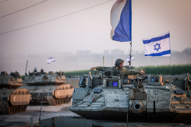  A CONVOY of Israeli tanks near the border with Gaza. (credit: Chaim Goldberg/Flash90)