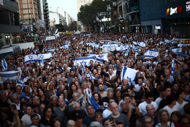  People attend a demonstration in support of Israel, in Buenos Aires, Argentina October 9, 2023 (credit: REUTERS/Tomas Cuesta)