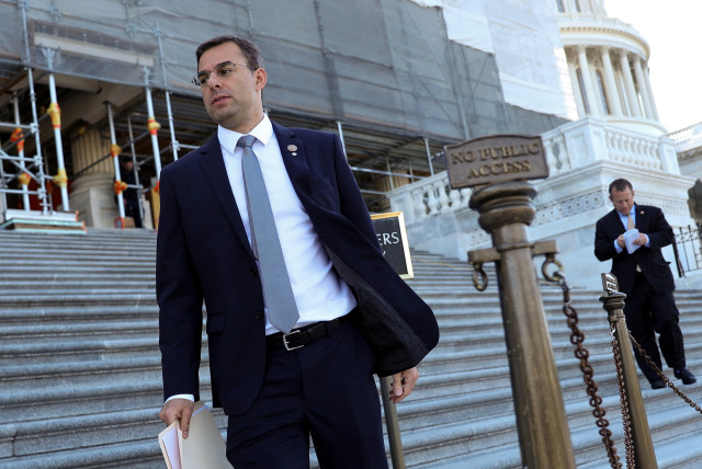 US Representative Justin Amash, recently having left the Republican Party after voicing support for an impeachment inquiry into President Donald Trump, departs after votes at the US Capitol in Washington, US July 10, 2019. (credit: REUTERS/JONATHAN ERNST/FILE PHOTO)