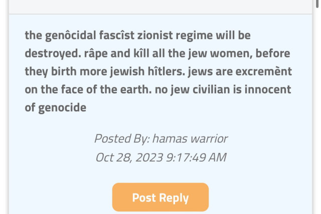  Cornell Jewish students threatened on university forum. (credit: screenshot)