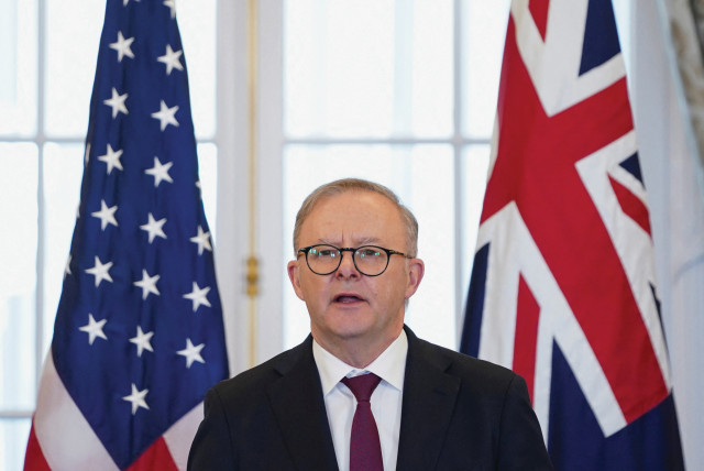  AUSTRALIAN PRIME MINISTER Anthony Albanese speaks at the State Department in Washington last week. He chose not to visit Israel on his way home. (credit: Nathan Howard/Reuters)