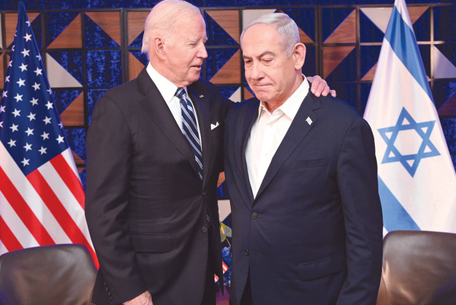 US President Joe Biden, Prime Minister Benjamin Netanyahu during the war (credit: HAIM ZACH/GPO)