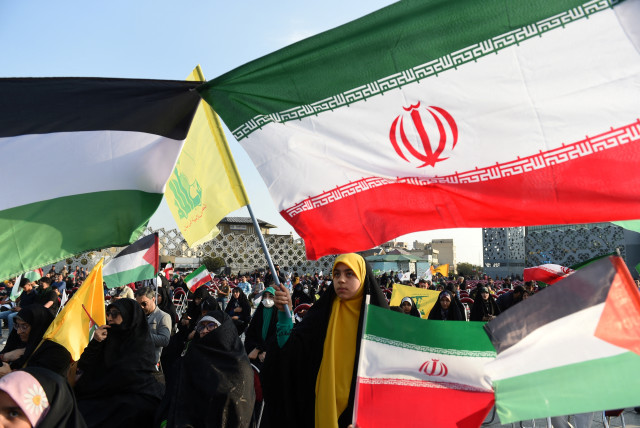  People attend a gathering in support of Palestinians, amid the ongoing conflict between Israel and the Palestinian Islamist group Hamas, in Tehran, Iran, November 3, 2023 (credit: WANA (WEST ASIA NEWS AGENCY) VIA REUTERS)