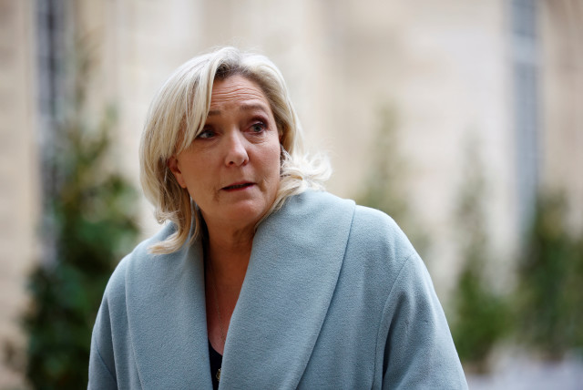  Marine Le Pen, member of parliament and president of the French far-right National Rally (Rassemblement National - RN) party parliamentary group, arrives to attend a meeting with French Prime Minister Elisabeth Borne at the Hotel Matignon in Paris, France, April 11, 2023. (credit: REUTERS/SARAH MEYSSONNIER)